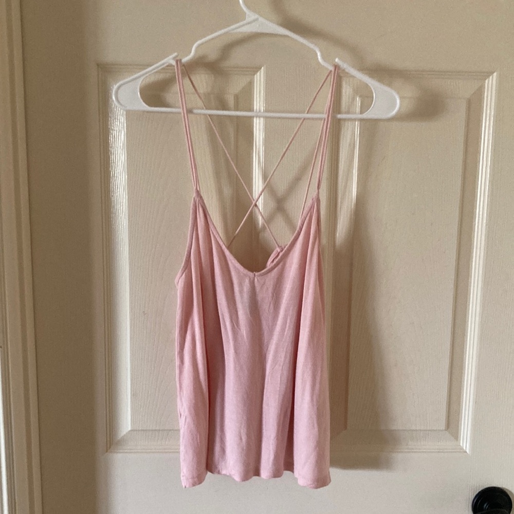 H&M Pale Pink Strappy Cropped Tank Top Size Small Soft Stretch Shirt Like New